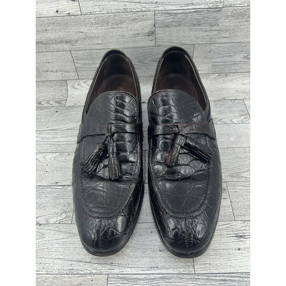 Vintage Nettleton Shoes‎ Mens Size 9 B Alligator Tassel Loafers Made USA 80s